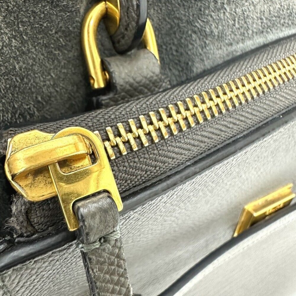 Auth CELINE 189153 logo Belt bag micro 2WAY Shoulder Bag Hand Bag Leather gray - Picture 15 of 16